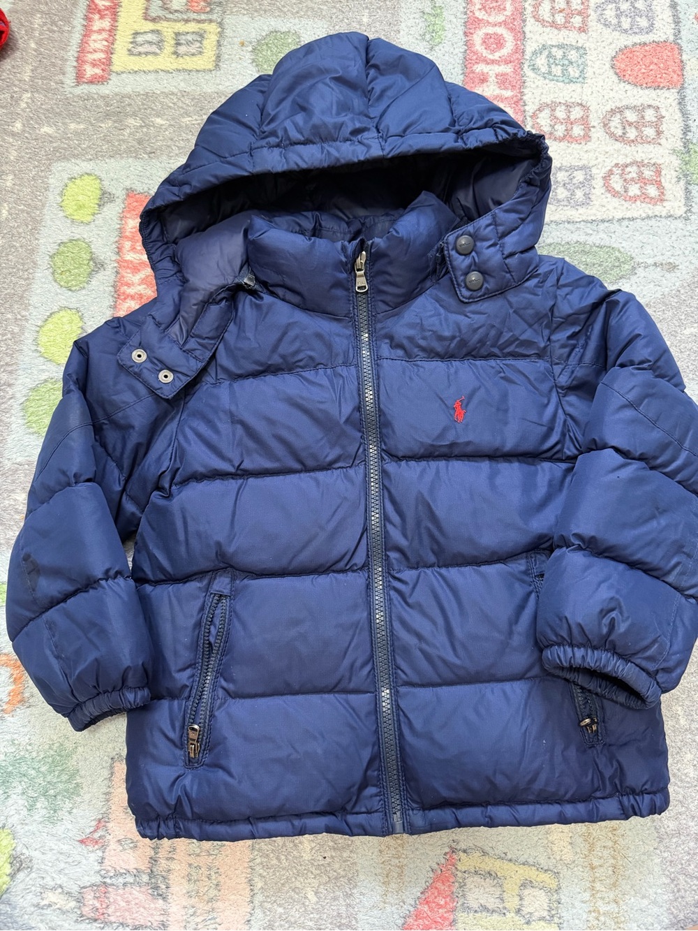 Kids Polo Ralph Lauren Navy Puffer Jacket with Hood